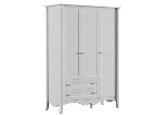 Τρίφυλλη ντουλάπα σε χρώμα λευκό η οποία διαθέτει δύο ντουλάπια και φωτισμό led.