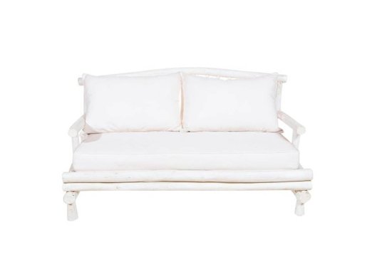 Λευκός καναπές από ξύλο teak