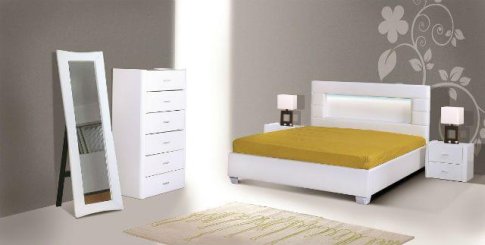 Κρεβάτι απο γνήσιο δέρμα σε λευκό και μαύρο χρώμα V-Rebeca
