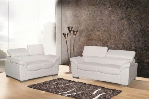 Λευκό σαλόνι δερμάτινο.Με ρυθμιζόμενη πλάτη U-Lisbon-102520