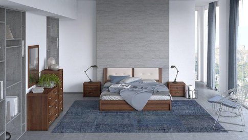Κρεβάτι διπλό με ενσωματωμένο υφασμάτινο μαξιλάρι και αποθηκευτικό χώρο Ν45