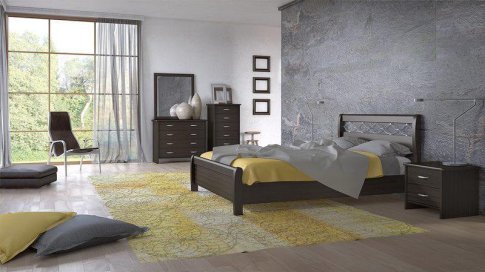 Κρεβάτι ξύλινο με μεταλλικές λεπτομέρειες Ν16Γ