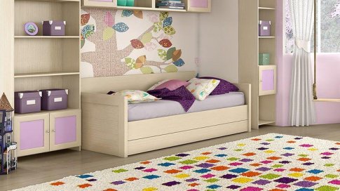 Ονειρεμένο Παιδικό Δωμάτιο με Καναπέ-Κρεβάτι σε λιλά απόχρωση S-280019
