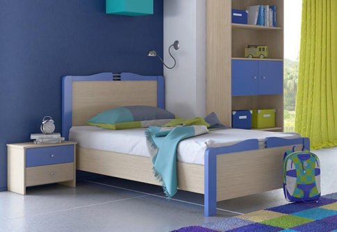 Παιδικό κρεβάτι δρυς -μπλε S-405000