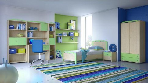 Πράσινο παιδικό δωμάτιο με περίτεχνο σχέδιο στις κορυφές S-280016
