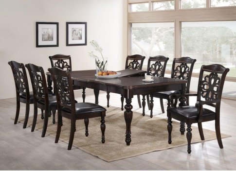 Σετ 9 τεμαχίων τραπέζι με καρέκλες και πολυθρόνες κλασσικό G-122026