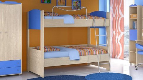 Διώροφο κρεβάτι από ξύλο οξιάς MDF για το παιδικό δωμάτιο S-050614