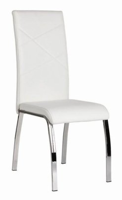 Καρέκλα με λευκή δερματίνη και πλακέ σκελετό Κ-190357