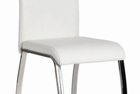 Καρέκλα με λευκή δερματίνη και πλακέ σκελετό Κ-190357