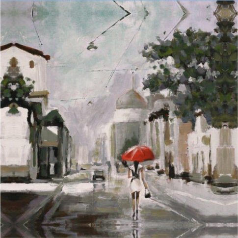 Κοπέλα με κοκκινη ομπρέλα 50Χ50