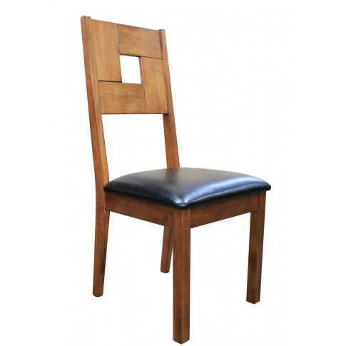Ξύλινη καρέκλα με δέρμάτινο κάθισμα G-135064