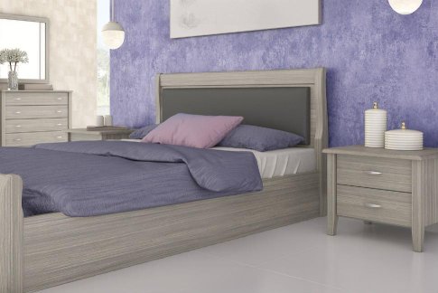 Διπλό κρεβάτι οξιάς με ύφασμα και Αποθηκευτικό Χώρο Ν16Β
