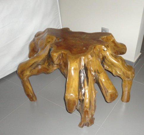 Τραπέζι Σαλονιού από Μασίφ Κορμό Δέντρου σε Ακανόνιστο Σχήμα J-146505