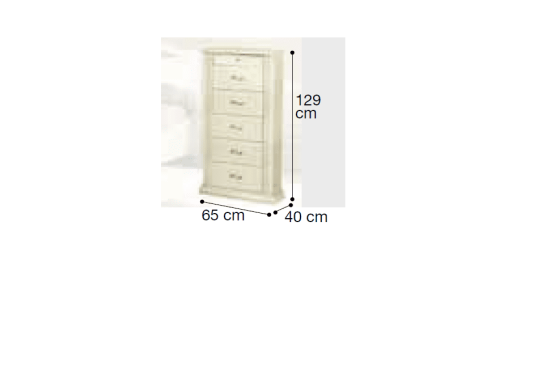 Συρταριέρα στενή με 6 Συρτάρια Λευκή ή Κερασί CG-370205