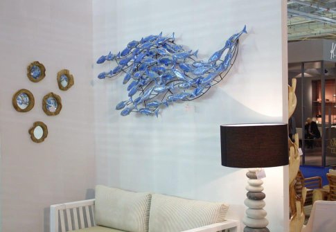 Μεταλλικό Διακοσμητικό Μπλε Κοπάδι Ψαριών J-147617