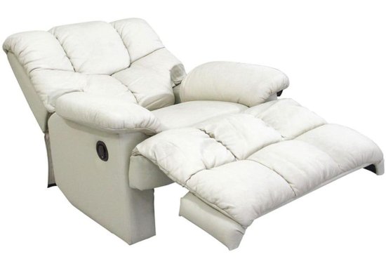 Πολυθρόνα με Επένδυση από Δέρμα, Ανάκλιση και Υποπόδιο G-123579