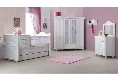 Κοριτσίστικο Vintage Δωμάτιο με Κούνια που Γίνεται Κρεβάτι Bella