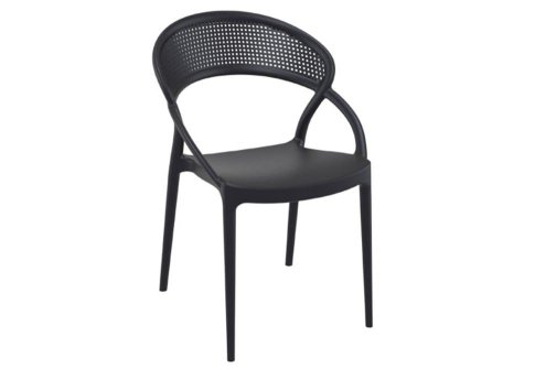 Καρέκλα με Στυλάτη Διάτρητη Πλάτη σε Μαύρο Χρώμα 222062