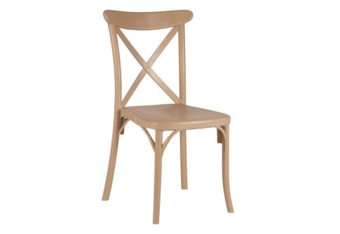 Καρέκλα από Πολυπροπυλένιο με Χιαστί Σχέδιο σε Μόκα Χρώμα 222070