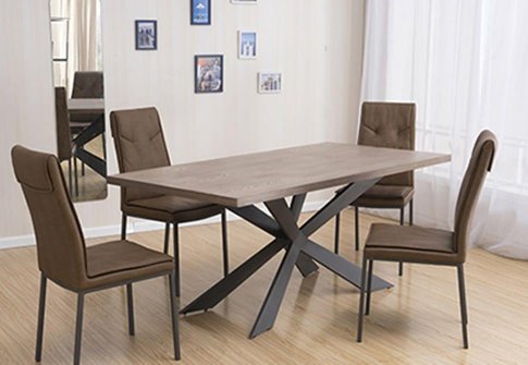 Τραπέζι από MDF με Επένδυση από Ξύλο Δρυς και Μεταλλικό Σκελετό V-122081
