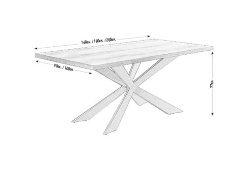 Τραπέζι από MDF με Επένδυση από Ξύλο Δρυς και Μεταλλικό Σκελετό V-122081