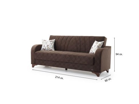 Τριθέσιος Καναπές Κρεβάτι με Όμορφο Σχέδιο σε Καφέ Χρώμα Φ-105049