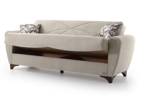 Μπεζ Υφασμάτινος Καναπές Κρεβάτι Φ-105050