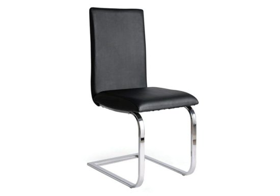 Καρέκλα με Μοναδική Γραμμή και Σχέδιο από Δερματίνη σε Μαύρο Χρώμα Z-190405
