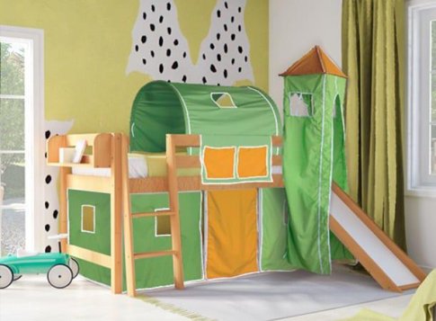 Κρεβάτι Playground με Τσουλήθρα Οξιά S-280050
