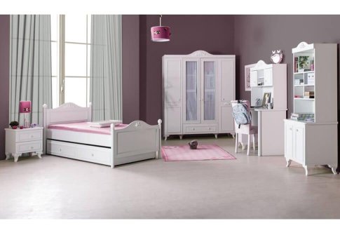 Κοριτσίστικο Λευκό Κρεβάτι με Σχέδιο Λουλούδι Siena Φ-280063