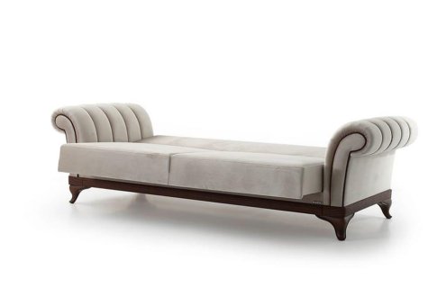 Κλασικός Καναπές Κρεβάτι Με Ξύλινη Βάση και Πολλά Μαξιλάρια Φ-105076