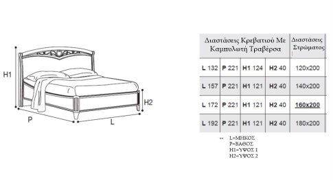 Ρομαντικό Κρεβάτι με Καμπυλωτά Πλαϊνά CG-0370154