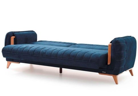 Τριθέσιος Καναπές- Κρεβάτι με Ξύλινες Λεπτομέρειες Φ-105061