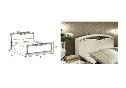 Κρεβάτι Λευκό Με Αντικέ Χρυσό Σχέδιο CG-0370153